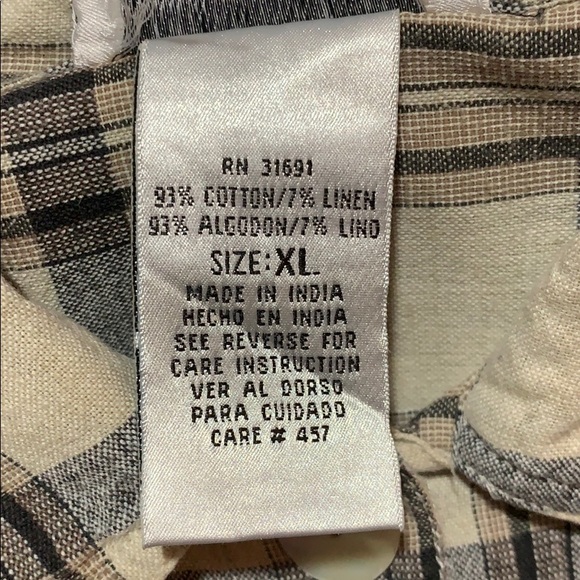 CASEY/MAX TIP TAN/BLK PLAID COT/LIN SZ XL POCKETS - Picture 6 of 6